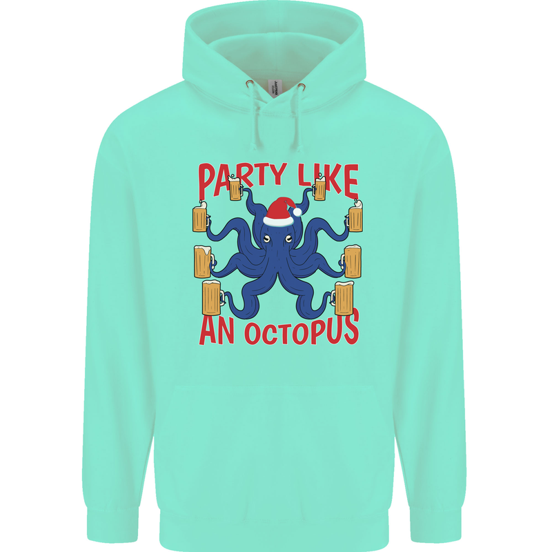 Beer Party Octopus Christmas Scuba Diving Mens 80% Cotton Hoodie Peppermint