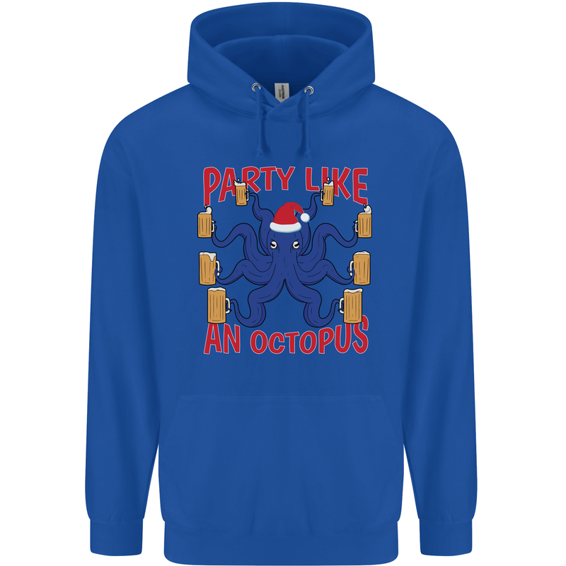 Beer Party Octopus Christmas Scuba Diving Mens 80% Cotton Hoodie Royal Blue