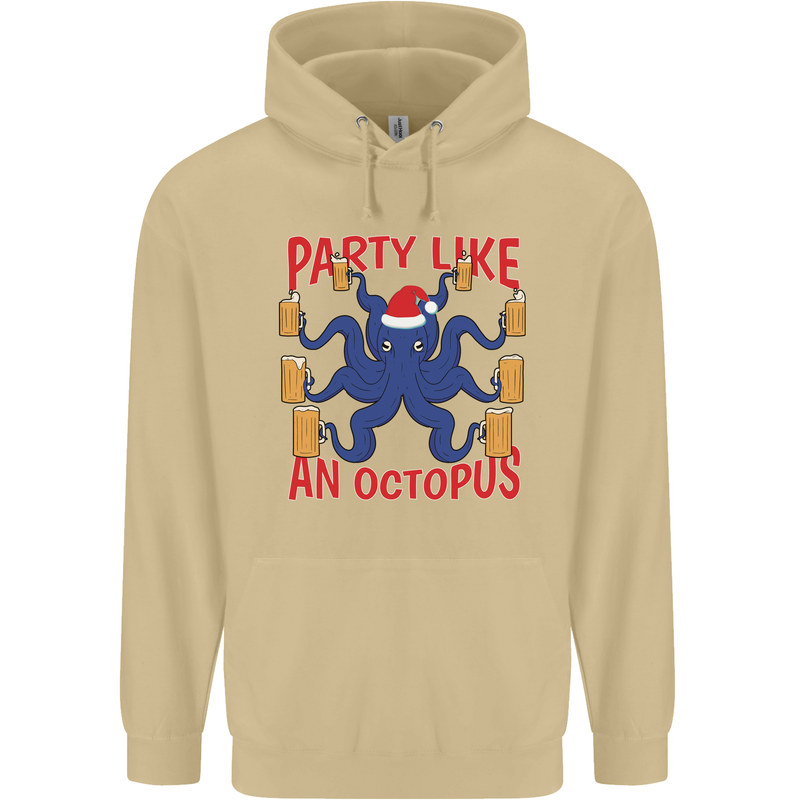Beer Party Octopus Christmas Scuba Diving Mens 80% Cotton Hoodie Sand