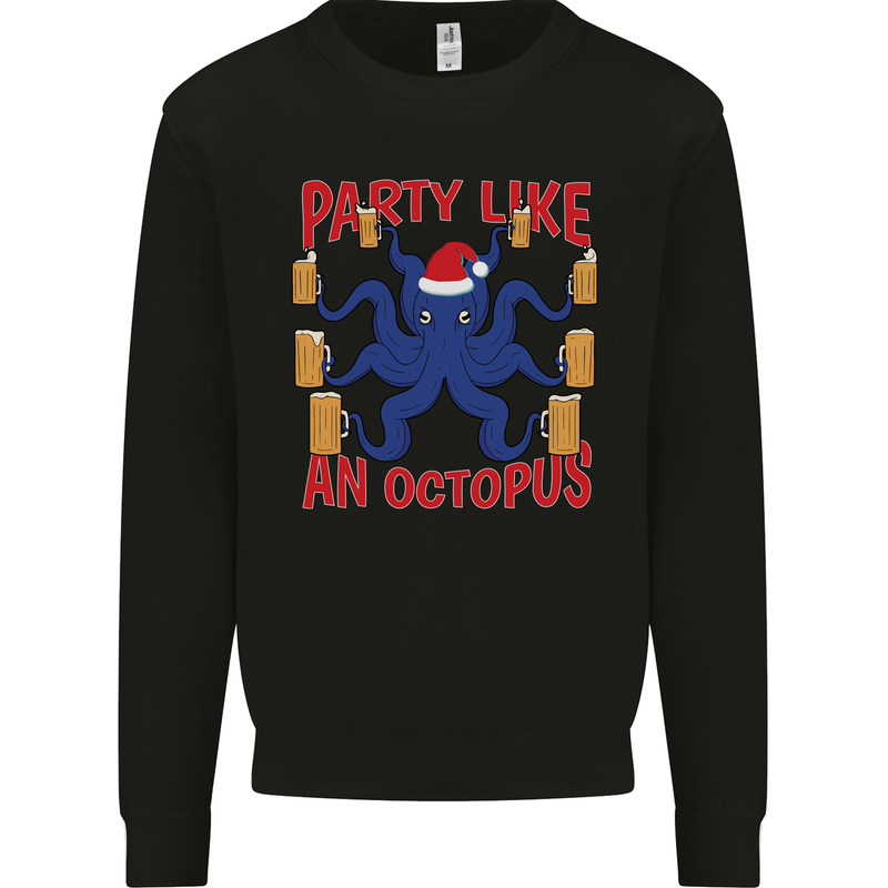 Beer Party Octopus Christmas Scuba Diving Mens Sweatshirt Jumper Black