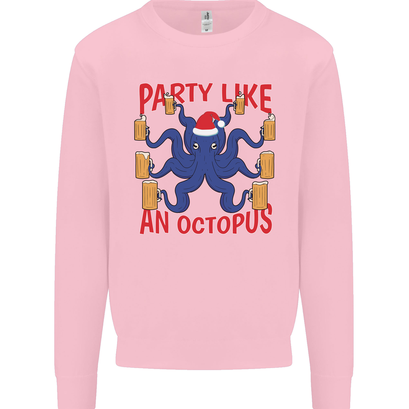 Beer Party Octopus Christmas Scuba Diving Mens Sweatshirt Jumper Light Pink