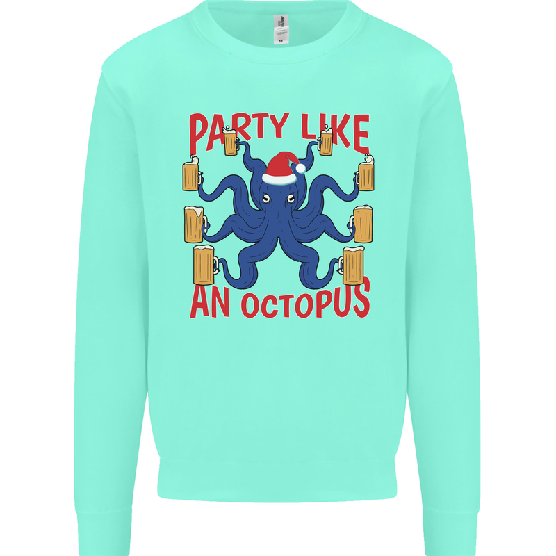 Beer Party Octopus Christmas Scuba Diving Mens Sweatshirt Jumper Peppermint