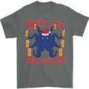 Beer Party Octopus Christmas Scuba Diving Mens T-Shirt Cotton Gildan Charcoal