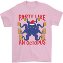 Beer Party Octopus Christmas Scuba Diving Mens T-Shirt Cotton Gildan Light Pink