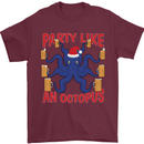 Beer Party Octopus Christmas Scuba Diving Mens T-Shirt Cotton Gildan Maroon