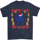 Beer Party Octopus Christmas Scuba Diving Mens T-Shirt Cotton Gildan Navy Blue
