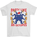 Beer Party Octopus Christmas Scuba Diving Mens T-Shirt Cotton Gildan White