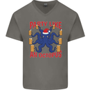 Beer Party Octopus Christmas Scuba Diving Mens V-Neck Cotton T-Shirt Charcoal