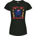 Beer Party Octopus Christmas Scuba Diving Womens Petite Cut T-Shirt Black