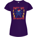 Beer Party Octopus Christmas Scuba Diving Womens Petite Cut T-Shirt Purple
