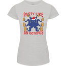Beer Party Octopus Christmas Scuba Diving Womens Petite Cut T-Shirt Sports Grey