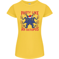 Beer Party Octopus Christmas Scuba Diving Womens Petite Cut T-Shirt Yellow