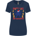 Beer Party Octopus Christmas Scuba Diving Womens Wider Cut T-Shirt Navy Blue