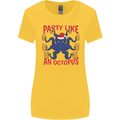 Beer Party Octopus Christmas Scuba Diving Womens Wider Cut T-Shirt Yellow