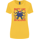 Beer Party Octopus Christmas Scuba Diving Womens Wider Cut T-Shirt Yellow