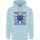 Beer Party Octopus Scuba Diving Diver Funny Childrens Kids Hoodie Light Blue