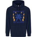 Beer Party Octopus Scuba Diving Diver Funny Childrens Kids Hoodie Navy Blue