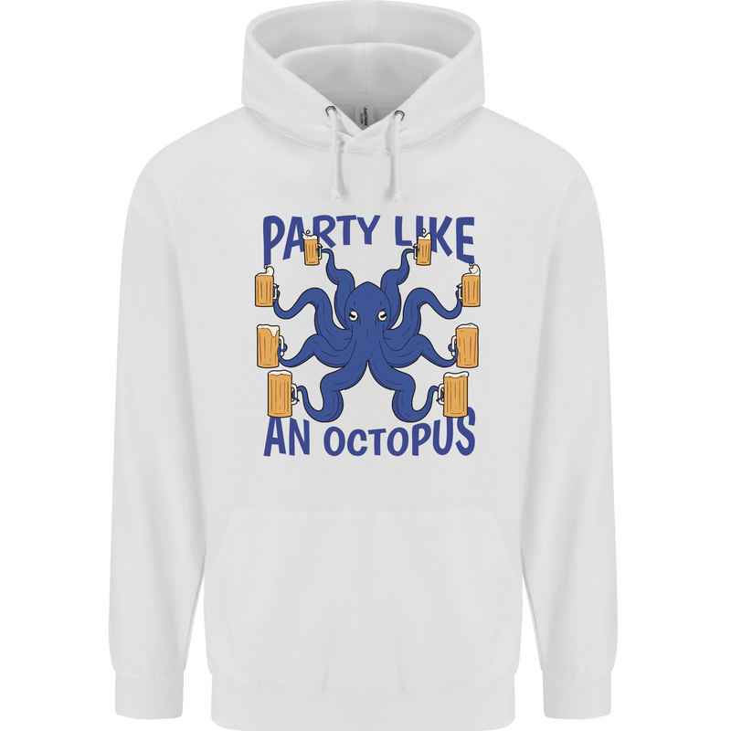 Beer Party Octopus Scuba Diving Diver Funny Childrens Kids Hoodie White