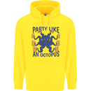 Beer Party Octopus Scuba Diving Diver Funny Childrens Kids Hoodie Yellow