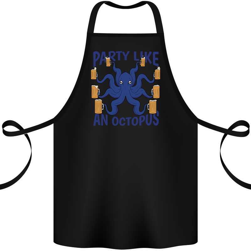 Beer Party Octopus Scuba Diving Diver Funny Cotton Apron 100% Organic Black