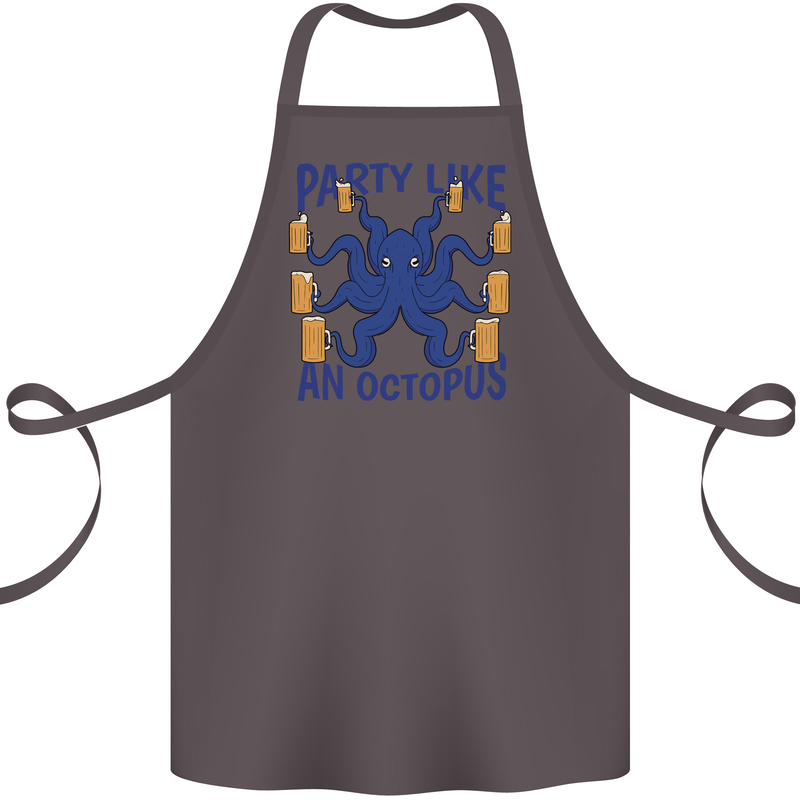 Beer Party Octopus Scuba Diving Diver Funny Cotton Apron 100% Organic Dark Grey