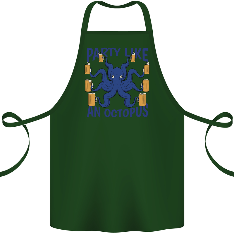 Beer Party Octopus Scuba Diving Diver Funny Cotton Apron 100% Organic Forest Green