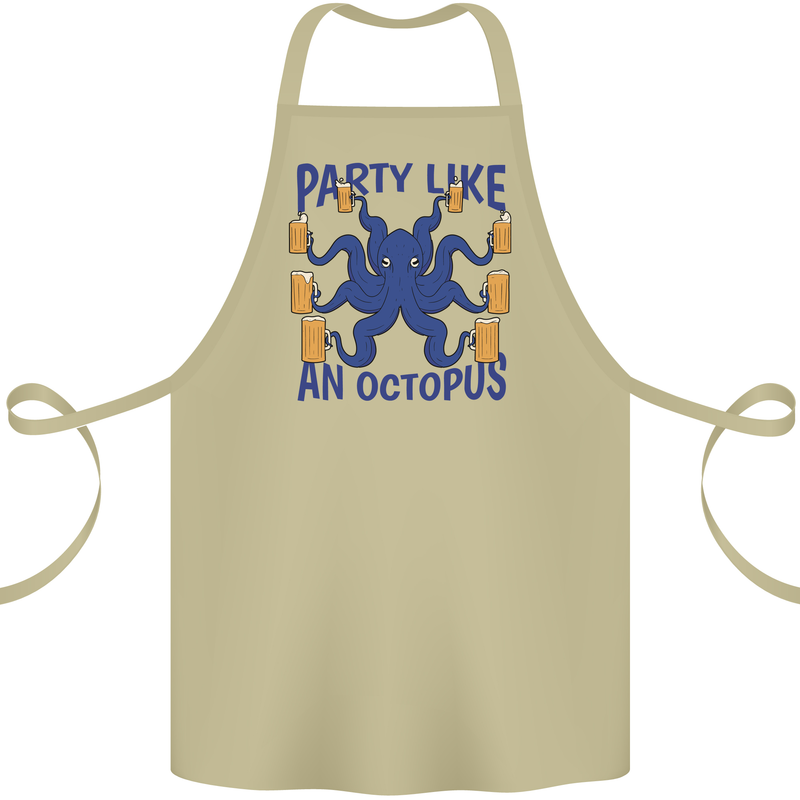 Beer Party Octopus Scuba Diving Diver Funny Cotton Apron 100% Organic Khaki