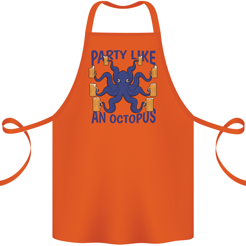 Beer Party Octopus Scuba Diving Diver Funny Cotton Apron 100% Organic Orange