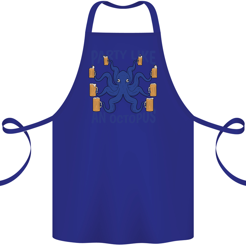 Beer Party Octopus Scuba Diving Diver Funny Cotton Apron 100% Organic Royal Blue