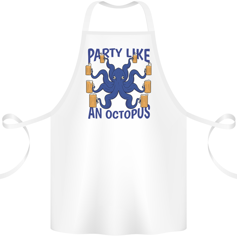 Beer Party Octopus Scuba Diving Diver Funny Cotton Apron 100% Organic White