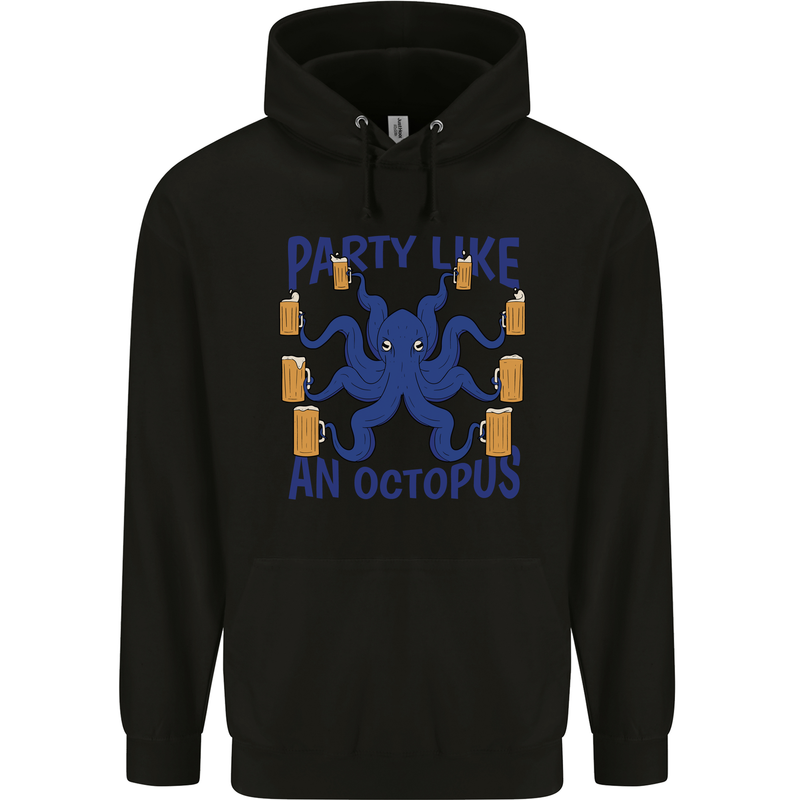 Beer Party Octopus Scuba Diving Diver Funny Mens 80% Cotton Hoodie Black