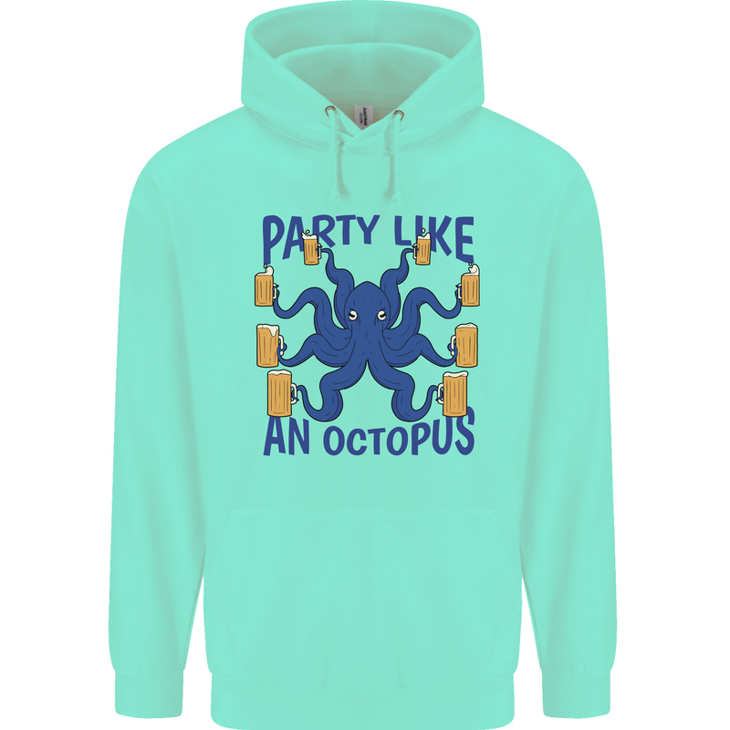 Beer Party Octopus Scuba Diving Diver Funny Mens 80% Cotton Hoodie Peppermint