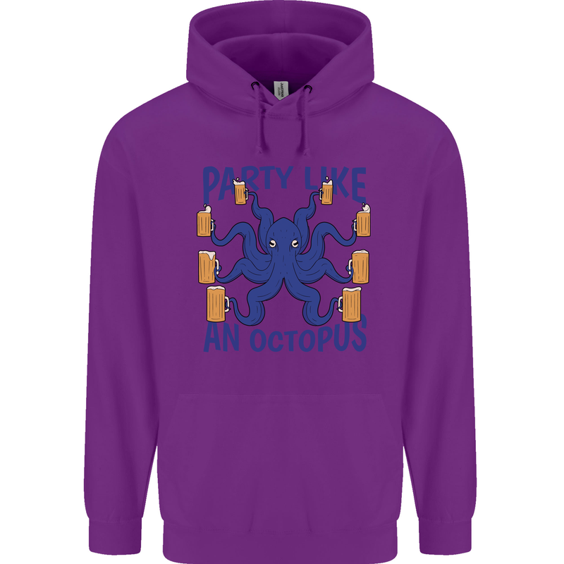 Beer Party Octopus Scuba Diving Diver Funny Mens 80% Cotton Hoodie Purple