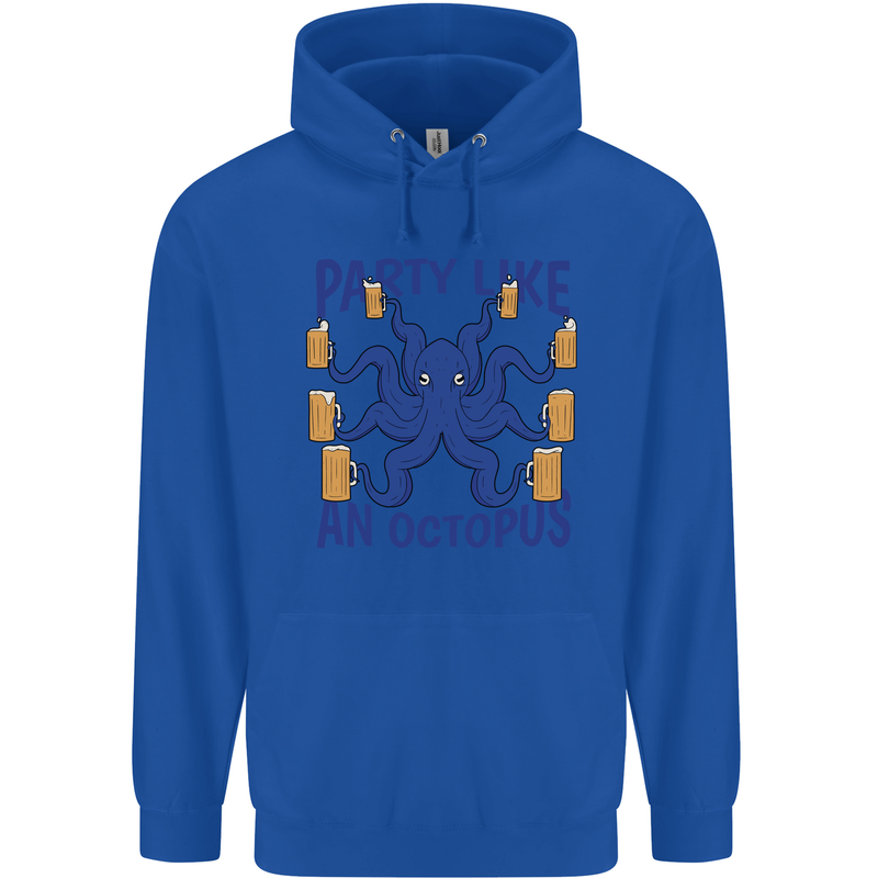 Beer Party Octopus Scuba Diving Diver Funny Mens 80% Cotton Hoodie Royal Blue