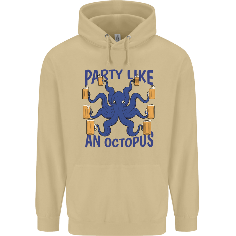 Beer Party Octopus Scuba Diving Diver Funny Mens 80% Cotton Hoodie Sand