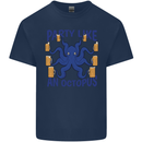 Beer Party Octopus Scuba Diving Diver Funny Mens Cotton T-Shirt Tee Top Navy Blue
