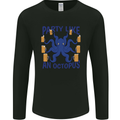 Beer Party Octopus Scuba Diving Diver Funny Mens Long Sleeve T-Shirt Black