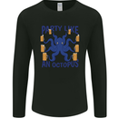 Beer Party Octopus Scuba Diving Diver Funny Mens Long Sleeve T-Shirt Black