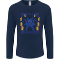 Beer Party Octopus Scuba Diving Diver Funny Mens Long Sleeve T-Shirt Navy Blue