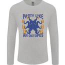 Beer Party Octopus Scuba Diving Diver Funny Mens Long Sleeve T-Shirt Sports Grey