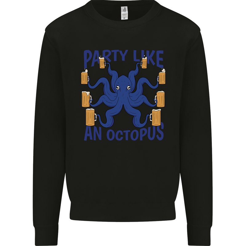 Beer Party Octopus Scuba Diving Diver Funny Mens Sweatshirt Jumper Black