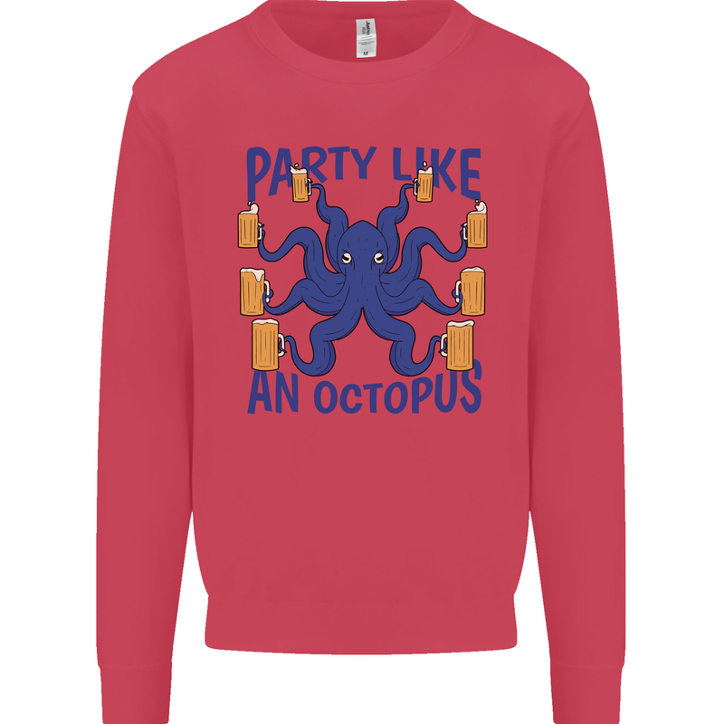 Beer Party Octopus Scuba Diving Diver Funny Mens Sweatshirt Jumper Heliconia