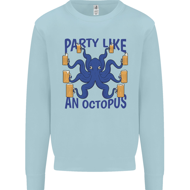 Beer Party Octopus Scuba Diving Diver Funny Mens Sweatshirt Jumper Light Blue