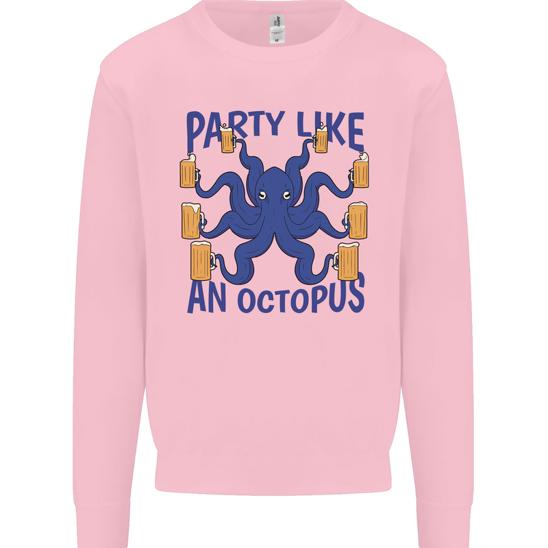 Beer Party Octopus Scuba Diving Diver Funny Mens Sweatshirt Jumper Light Pink