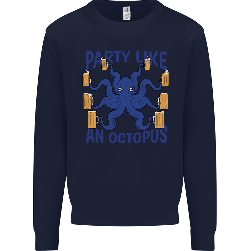 Beer Party Octopus Scuba Diving Diver Funny Mens Sweatshirt Jumper Navy Blue