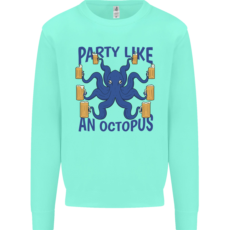 Beer Party Octopus Scuba Diving Diver Funny Mens Sweatshirt Jumper Peppermint