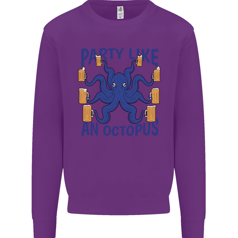 Beer Party Octopus Scuba Diving Diver Funny Mens Sweatshirt Jumper Purple