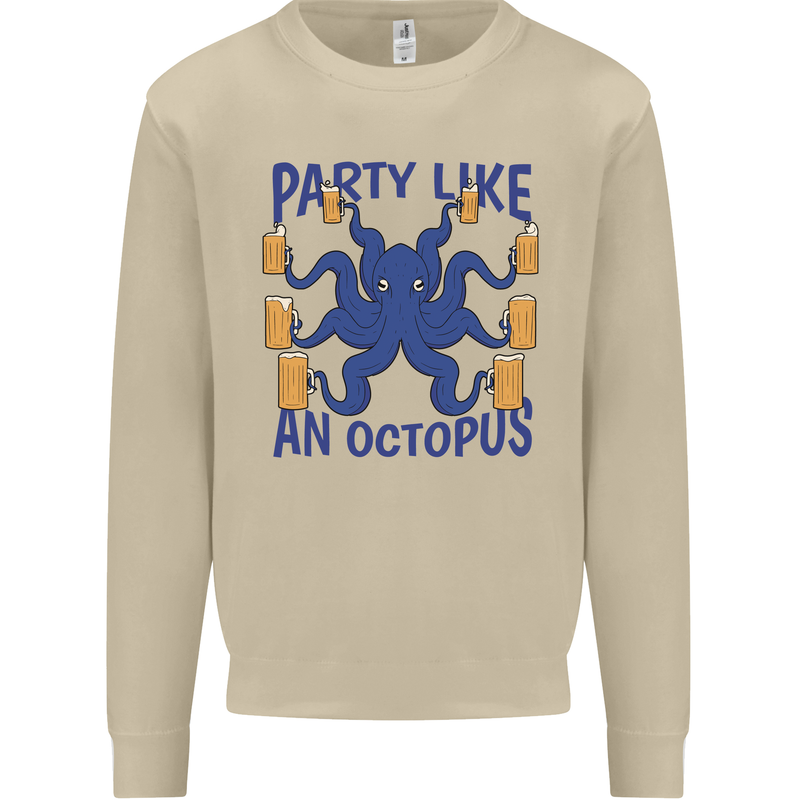 Beer Party Octopus Scuba Diving Diver Funny Mens Sweatshirt Jumper Sand