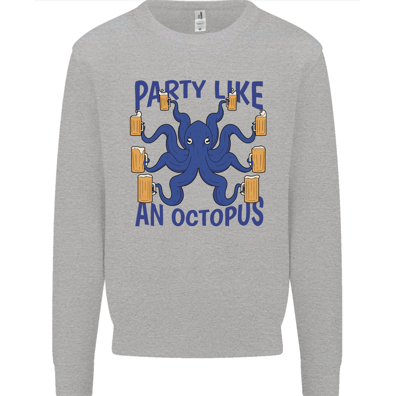 Beer Party Octopus Scuba Diving Diver Funny Mens Sweatshirt Jumper Sports Grey