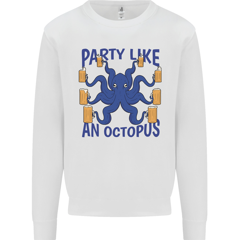 Beer Party Octopus Scuba Diving Diver Funny Mens Sweatshirt Jumper White